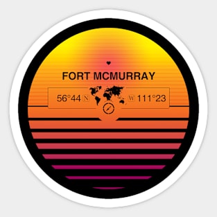 Fort Mcmurray, Alberta Retro Sunset Sticker